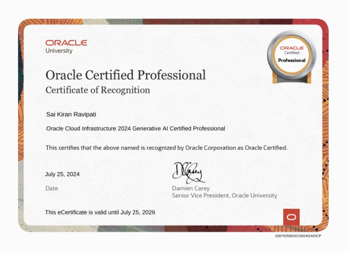 Oracle Cloud Infrastructure 2024 Generative AI Professional